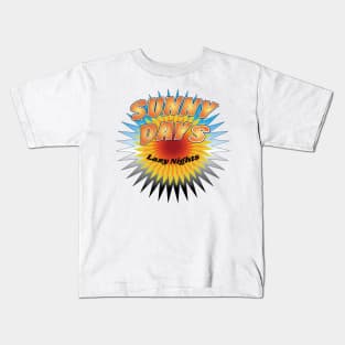 Sunny Days and Lazy Nights, Retro Summer Rainbow Kids T-Shirt